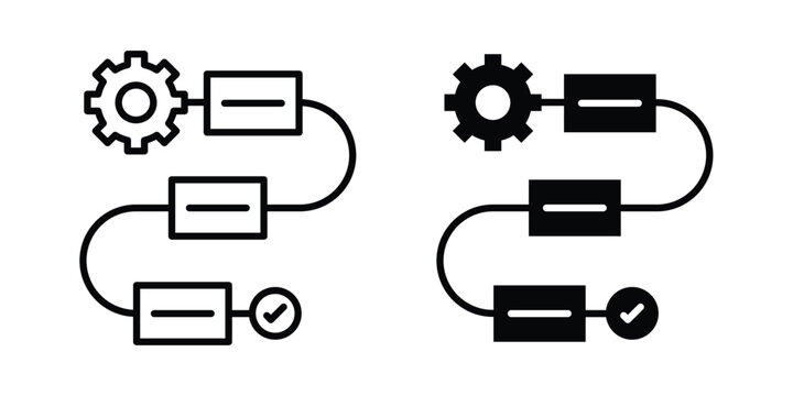 Workflow process icon. Linear icon collection. Editable vectors