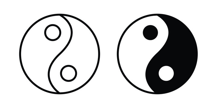 Yin yang icon. Linear icon collection. Editable vectors