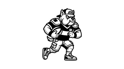 Fototapeta premium Bulldog mascot running with football.