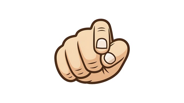 Index pointing at the viewer, hand sign emoji, hand gesture symbol, vector icon illustration, isolated on transparent background.