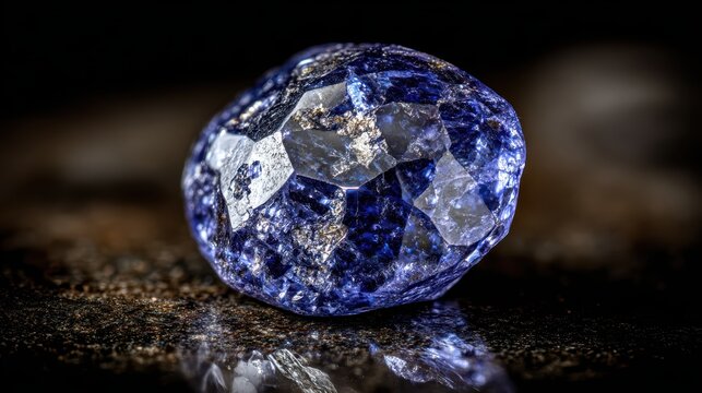 Raw Lapis Lazuli Gemstone: A natural, uncut lapis lazuli gemstone, showcasing its deep blue hue and mineral inclusions, resting on a textured surface.