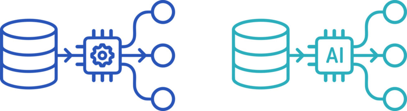 Database connected to a computer with a network of nodes