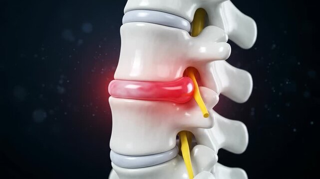 Medical animation of spinal disc herniation and nerve compression