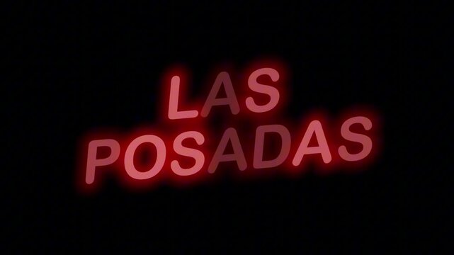 Charming Red Neon Sign 'LAS POSADAS' with Continuous Loop and Transparent Background, Perfect for Mexican Christmas Holiday Promos