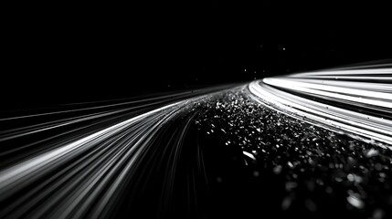 Fototapeta premium Dynamic Motion Blur of Speed with Light Trails on Dark Background Capturing the Essence of Acceleration in Motorsport
