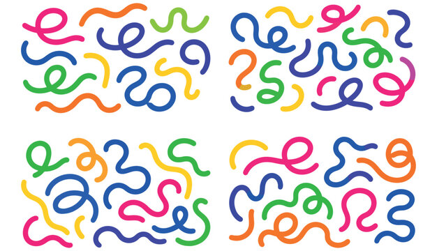 Color Swirl Lines with Rainbow Gradient. Vector Wave Shapes for Celebration, Parties and Carnivals Design. Abstract Ribbon Illustration