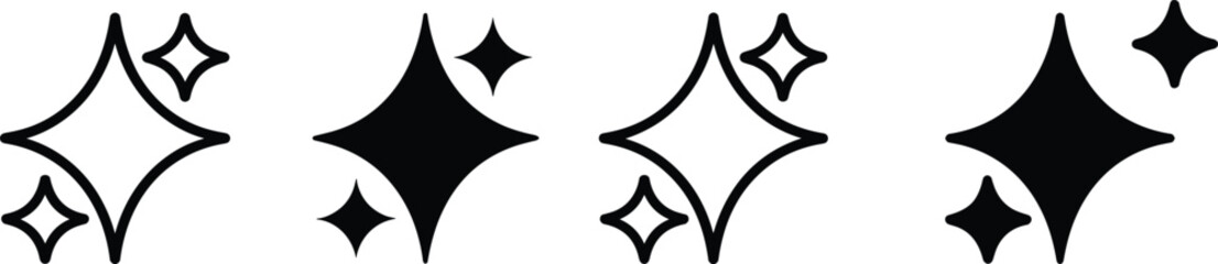 Sparkle star vector illustration set with black and white magic symbols isolated on white background for creative design projectsSparkle star vector illustration set with black and white magic symbols © Snowar