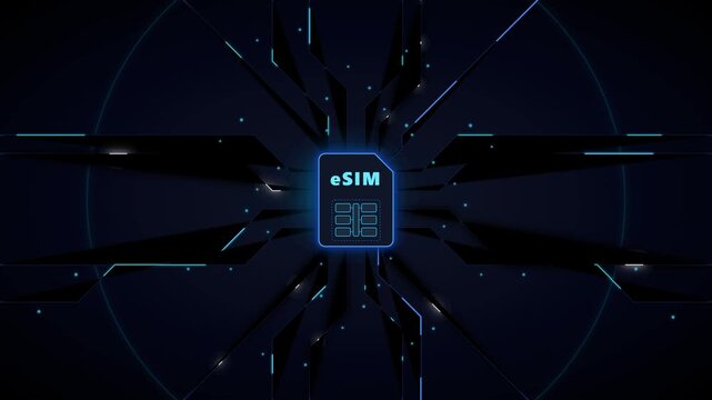 E sim technology concept: digital sim card activation and global mobile network connectivity