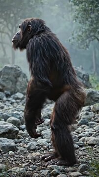 Metamorphosis primate progression: simian alteration, archaic hominid formation, ancestral origin, evolutionary pathway, organic mutation, temporal sequence, genetic variation, historic change