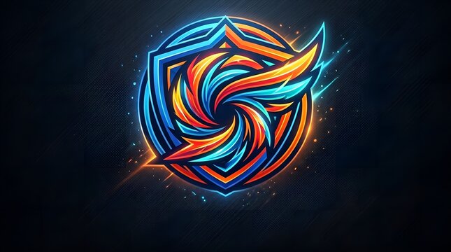 Colorful abstract glowing vortex star logo design