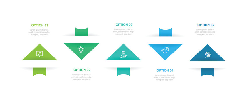Infographic elements with arrows and icons representing options and ideas in a vector style