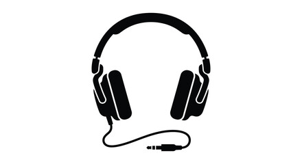 Fototapeta premium Headphones Silhouette On White Background Minimalist Audio Equipment Design