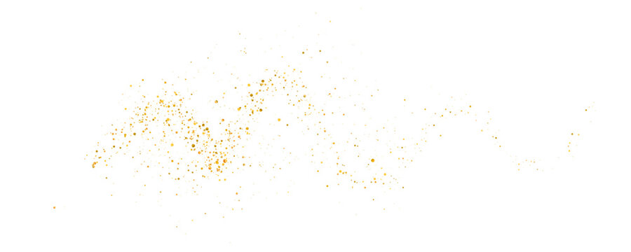 Magic glitter shining gold dust on Christmas background. Fine, shiny dust bokeh particles fall off slightly. Fantastic shimmer effect. Powder PNG. Vector illustration.