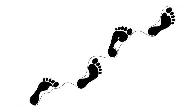 Human footsteps walking path silhouette graphic