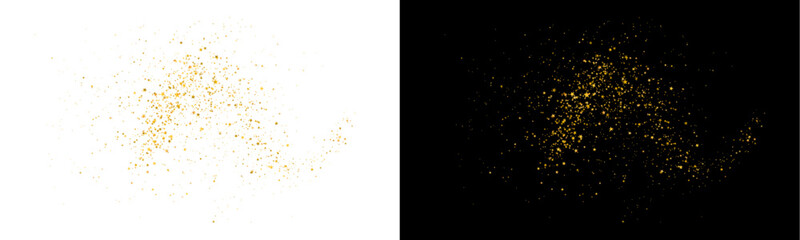 Fototapeta premium Flying particles of light png. Brilliant explosion of golden sparkle features glitter dust. Glowing particles, lens flare, bright stars and shimmering bokeh effects. Vector dynamic swirl, wave sparks.