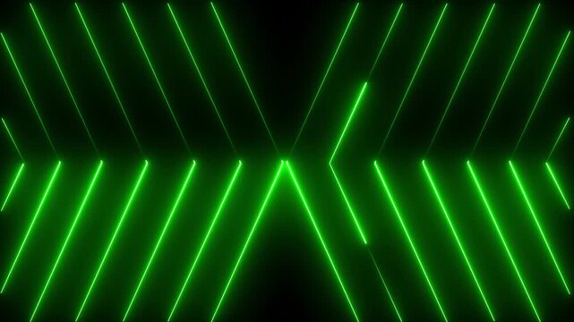 Abstract background with glowing green neon lines forming a geometric arrow pattern