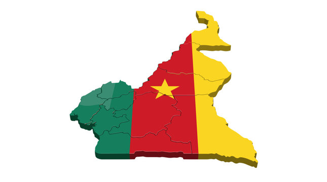 Map of cameroon showing its regions and borders with detailed geographic features