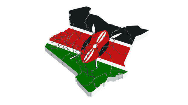 Map of kenya with flag overlay highlighting the countrys geographic boundaries and national colors