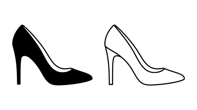 High heeled shoe silhouettes on a white background