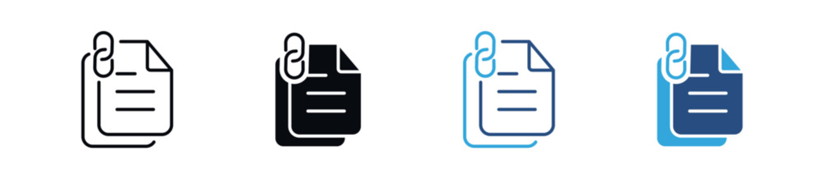 Document Appendix Icon Set. Reference Materials, Supporting Documents and Report Attachment Symbols. Vector Illustration.