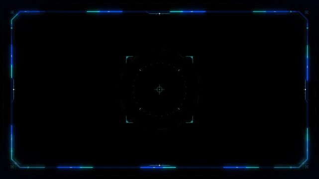Futuristic hud interface overlay with digital target scope and scanning frame heads-up display