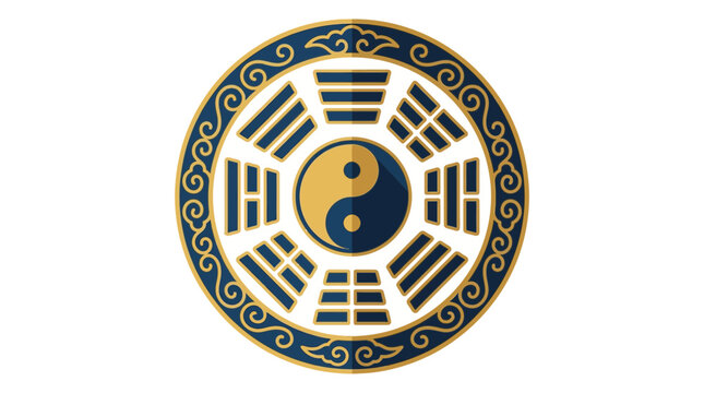 Yin Yang Ba Gua Feng Shui Compass Symbol - Harmony and Balance