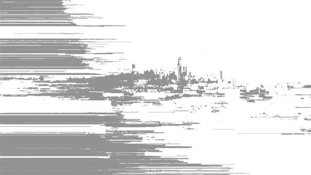 Glitchy distorted digital error lines on white background  digital distortion effect