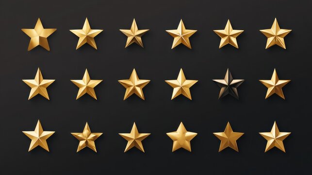 Golden star icons on dark backdrop representing rating and achievement
