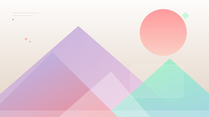Modern abstract geometric minimalist landscape mountains sun soft pastel colors digital art background illustration © Vecto