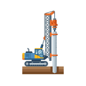 Industrial piling rig machine for foundation construction