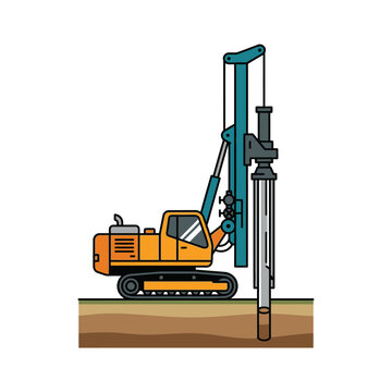 Orange industrial piler for deep foundation drilling