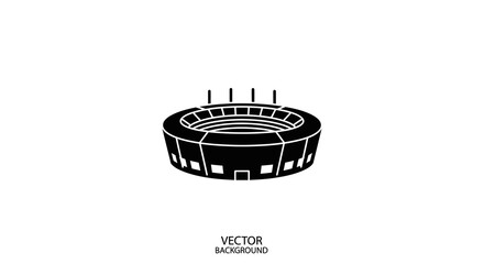 Stadium Silhouette Vector Illustration With Arched Entrances Black On White Silhouette © MDJAMAL