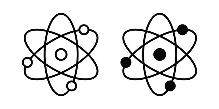 atom sign silhouette and outline pack