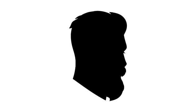 Silhouette profile portrait of a bearded man with silhouette