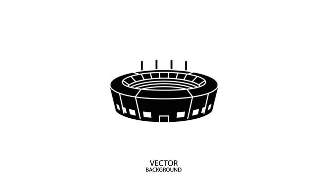 Stadium Silhouette Vector Illustration With Arched Entrances Black On White Silhouette