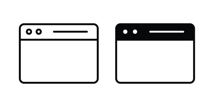 Browser window icon silhouette and outline pack