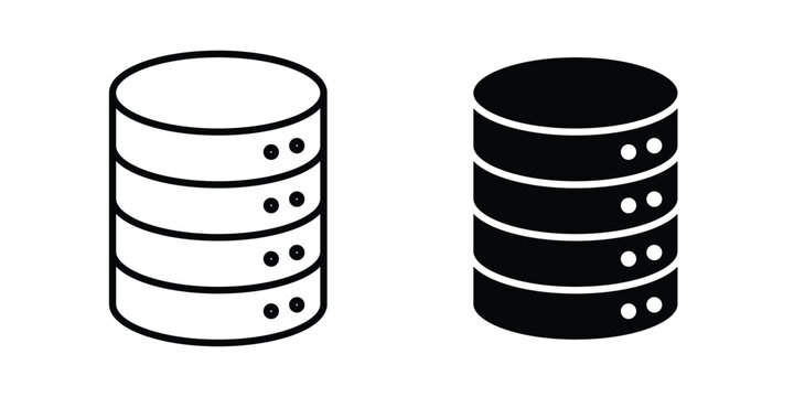 Database icon silhouette and outline pack