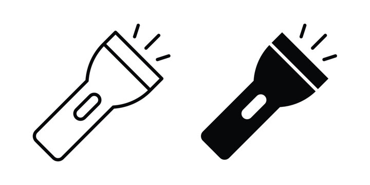 Flashlight icon silhouette and outline pack