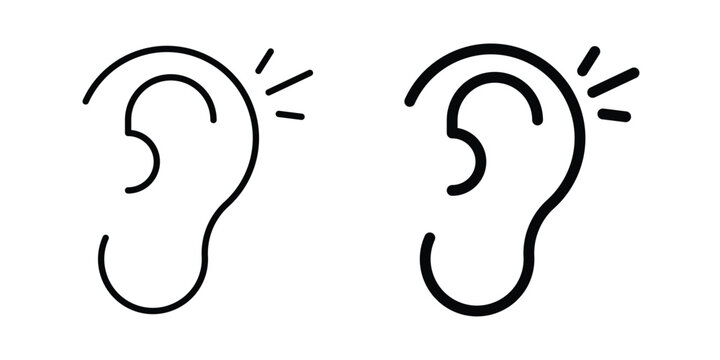 Hearing icon silhouette and outline pack
