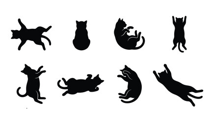 Fototapeta premium Black cat silhouettes in various playful poses Vector