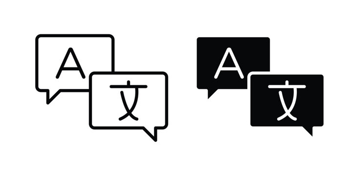 Language icon silhouette and outline pack