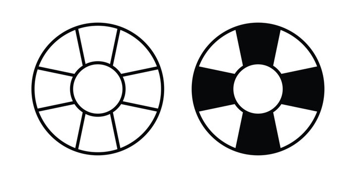 Life buoy icon silhouette and outline pack