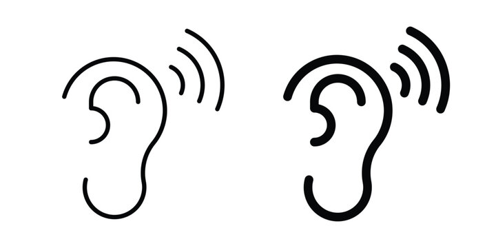 Listening icon silhouette and outline pack