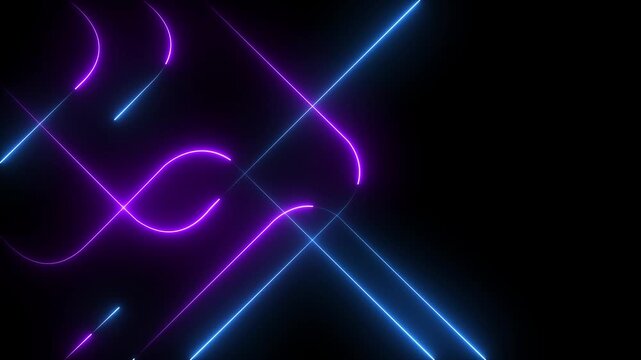Abstract Geometric circuit connection Lines Animation on black Background.4k motion graphics 