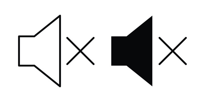Mute icon silhouette and outline pack