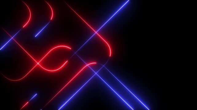 Abstract Geometric circuit connection Lines Animation on black Background.4k motion graphics 