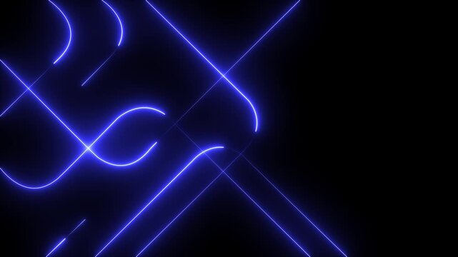 Abstract Geometric circuit connection Lines Animation on black Background.4k motion graphics 