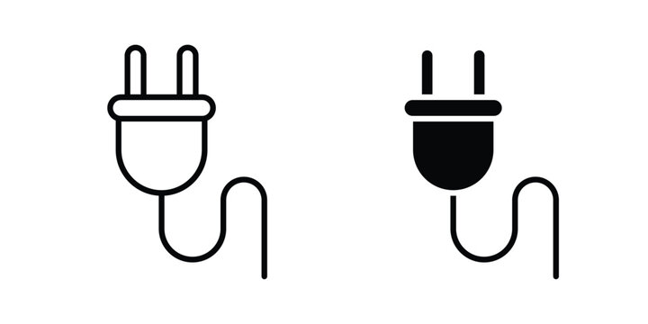 Power plug icon silhouette and outline pack