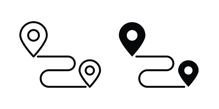Route icon silhouette and outline pack
