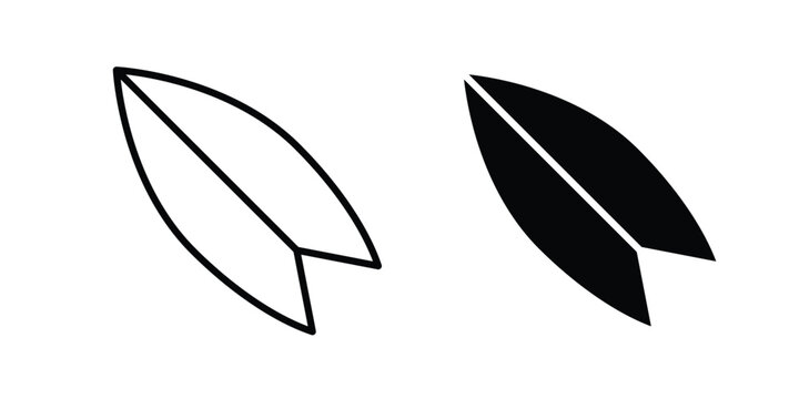 Surf board icon silhouette and outline pack